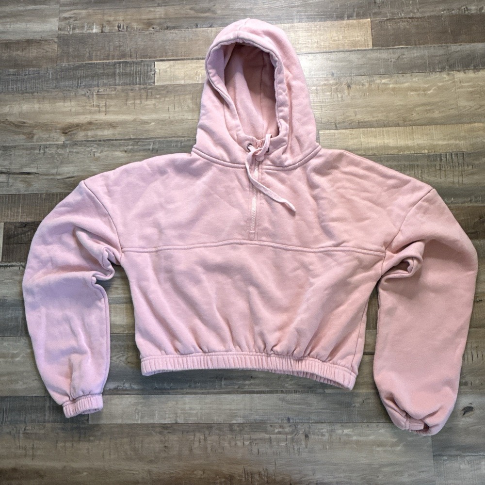 Baseline Pink Cropped Hoodie 1/4 Zip Sz‎ S